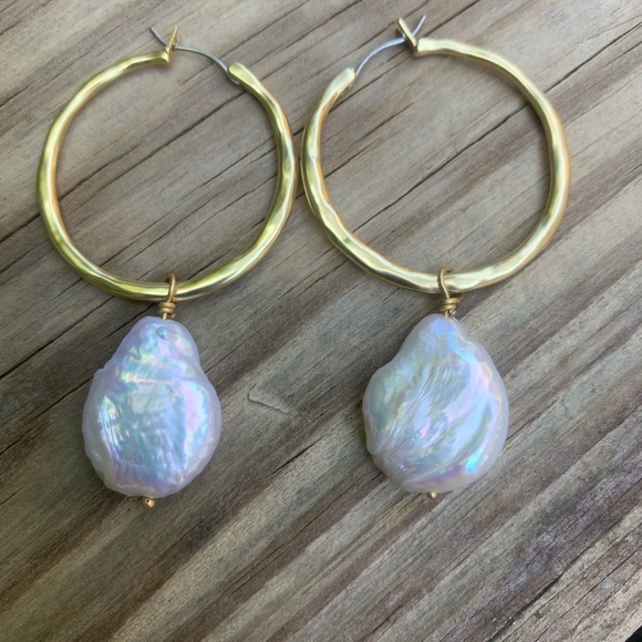 SPARTINA 449 Pearl drop hoop earrings NWT - Picture 7 of 7